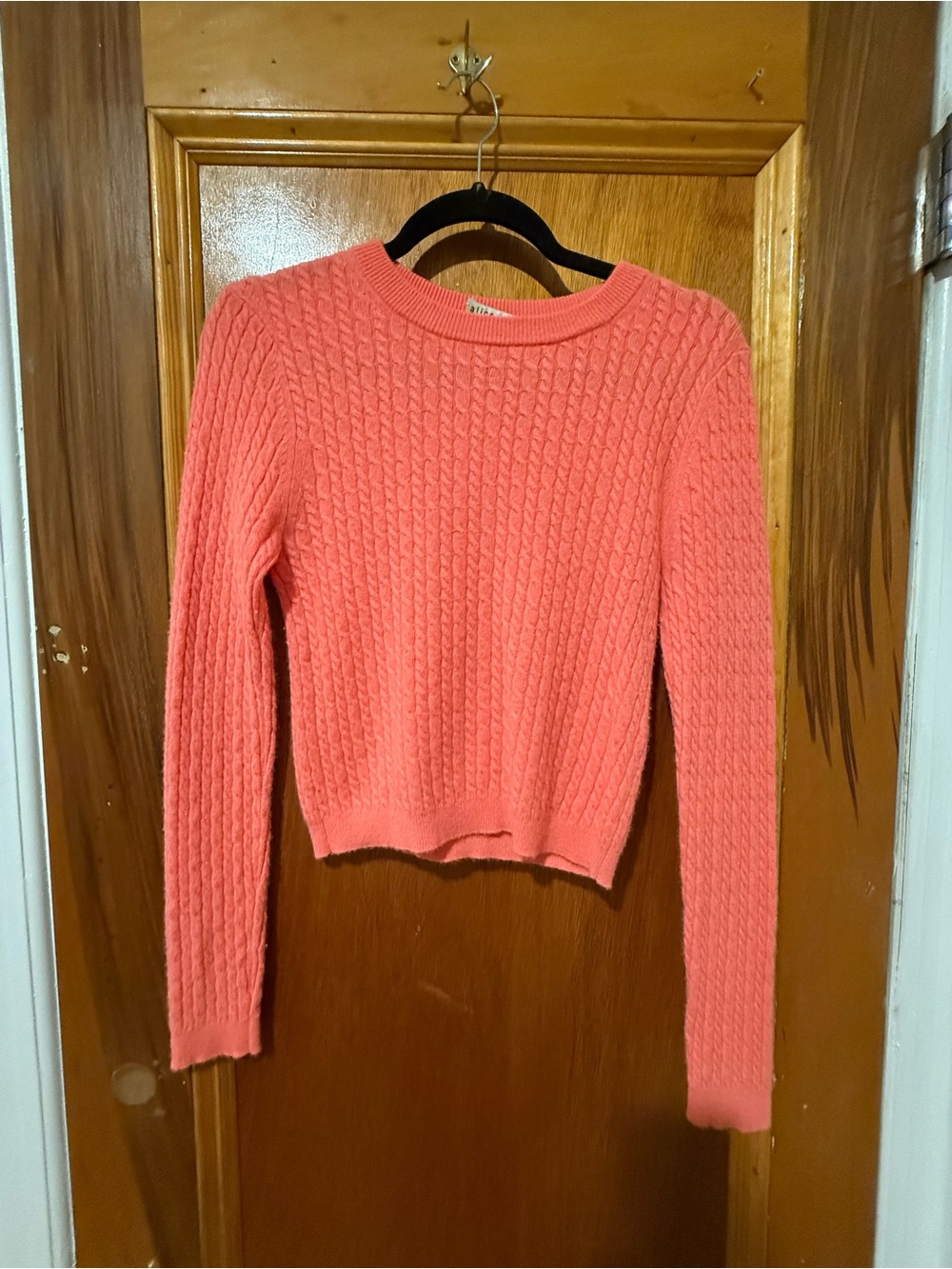 Alice + Olivia Coral Cable-Knit Crew Sweater